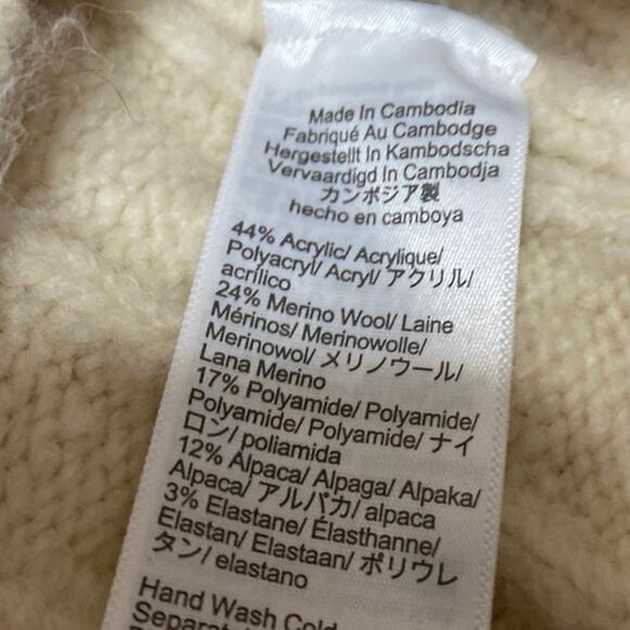 J.Crew Cream White Relaxed Cable Knit Pocket Long Sleeve Cardigan Sweater XS-S - Picture 4 of 4